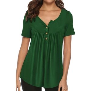 Short Sleeve Button Up Tunic Top